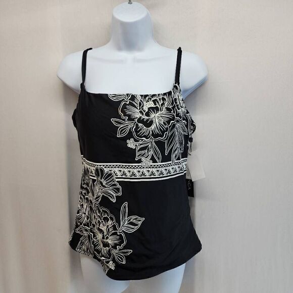 LA BLANCA Size 12 Shadow Floral Lingerie Strap Tankini NWT - Picture 4 of 9